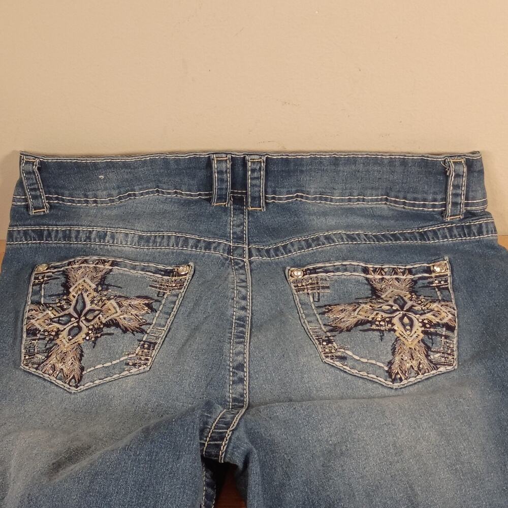 Gemma Rae Womens Jeans Size 14W Bootcut Stretch Embellished Cross Pockets